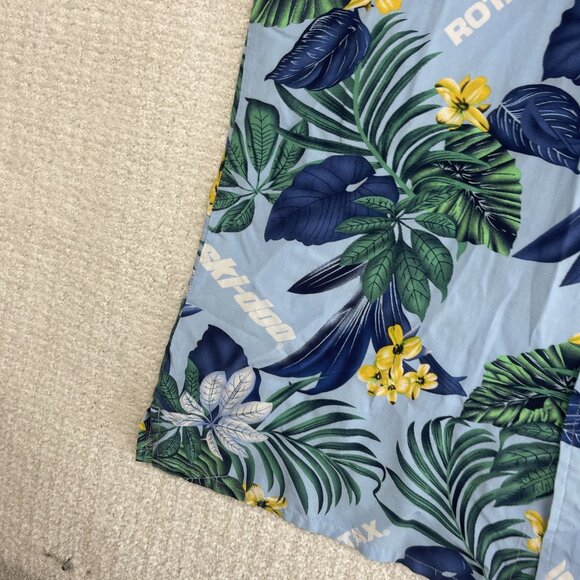 Ski-Doo Blue Button Shirt Men's M Bombardier Club Floral Hawaiian Shirt Summer - Picture 6 of 16